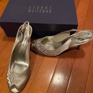 Stewart Weitzman slingback satin shoes